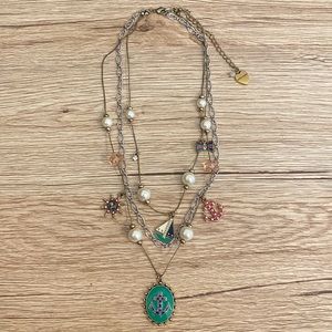 Betsey Johnson Nautical charm three layer necklace
